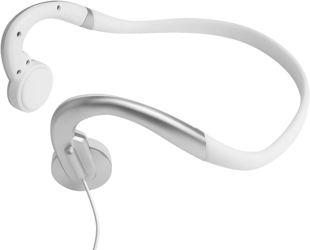 Wired Bone Conduction Earphones with Mic, Hands Free, All-Day Comfort, Open-Ear Design, Up to 6 Hours Talk time (Need Charge), 4 Pole  3.5mm 2.1m (6.9 ft) Length, Extension Cable (White)