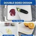 Double Sided Cutting Board - 2-Sided Chopping Boards for Kitchen - Versatile Wheat Straw PP, Stainless Steel Cutting Board for Meat, Fruit, Vegetables - Easy Cleaning Food-Safe BPA-Free - 9.8"x14.5"