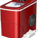 Silonn Ice Maker Machine for Countertop, 9 Bullet Cubes Ready in 6 Minutes, 26lbs 24Hrs Portable Self-Cleaning, 2 Sizes of Bullet-Shaped Home Kitchen Office Bar Party, Red
