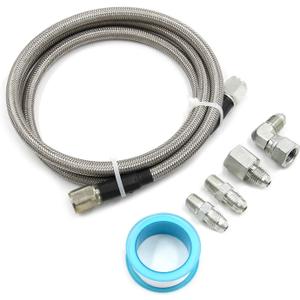 Steel Braided Turbo Oil Feed Line -4AN, Pressure Stainless Remote Turbocharger Sensor Teflon 4 AN Gauge Line Kit (36 inch)