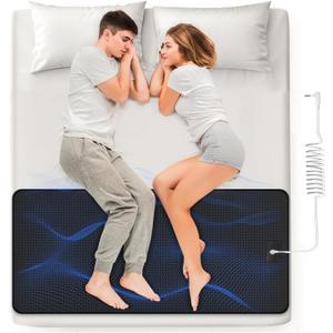 Grounding Mat for Bed - Grounding Pad for Sleeping, Anti-Slip PU Leather, Grounding Mattress Pad with Grounding Cord (Queen, Black)