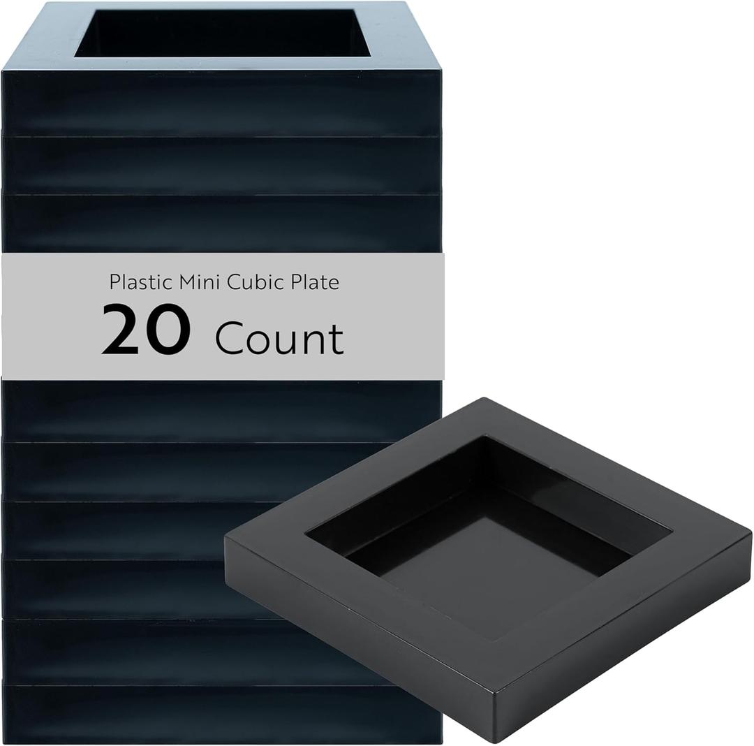 Restaurantware 2.5 x 2.5 Inch Dessert Plates 20 Disposable Appetizer Plates - For Cold Foods Black Plastic Mini Serving Plates Serve Appetizers Or Desserts For Buffet Or Catered Events