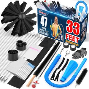 Sealegend 47-Pieces 33-Feet Dryer Vent Cleaner Kit, Dryer Cleaning Tools, Include Omnidirectional Blue Dryer Lint Vacuum Attachment, Dryer Vent Brush, Universal Vacuum & Dryer Adapters