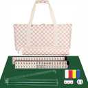 PiPiCat Complete American Mahjong Set, 166 Tiles (30mm) with 31.5x31.5in Mat One-Click Flip Reinforced 18-Inch Rack/Pushers Shockproof Bag & 6 Spare (Grid), 52.5*26*8CM