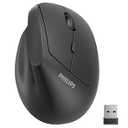 PHILIPS SPK7628 Ergonomic Mouse - Vertical Mouse with 800/ 1200/ 1600 Adjustable DPI, 6 Silent Buttons Design for S/ M Hands, Auto Power Saving, Light Weight, 2.4GHz Wireless Mouse for Laptop, Desktop, PC