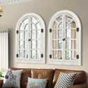 Dorlicecass Arched Wall Mirror -Window Mirrors for Wall Decor Wood Frame Farmhouse Decor Decorative for Bedroom, Living Room, Entrance, Dining Room Single Piece x1(White, 20"x30")