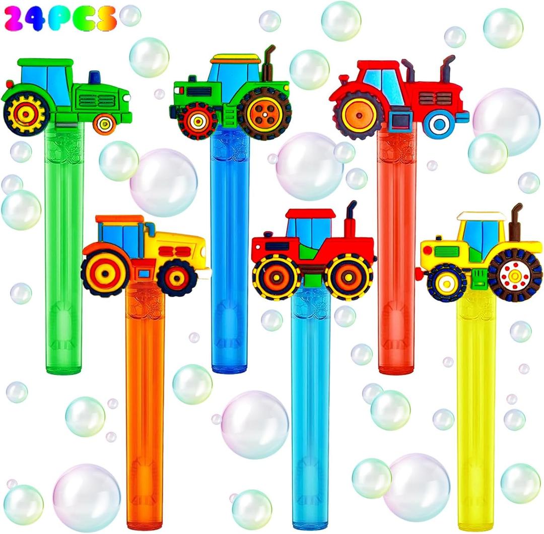uoyoi Tractor Party Favors,24Pcs Farm Tractor Bubble Wands for Kids, Cute Bubble Wand for Birthday Party Supplies Classroom Prizes Pinata Goodie Bag Stuffers Gift
