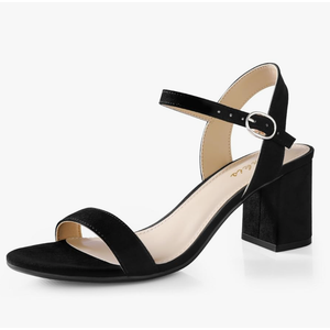 Ankis Nude Black Heels, 2.5'' Block Chunky White Clear Silver Heel Dressy Open Toe Heels For Women Ankle Strap Low Short Thick Strappy Dress Comfortable Sandal Casual Party Wedding Event Summer Shoes, Size 8