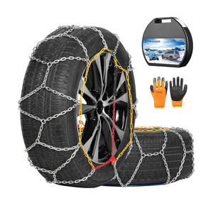 Snow Chains, Wear-Resistant High Carbon Steel Anti Slip Tire Chain for Passenger Cars, Pickups, and SUVs, Set of 2 (KN100)