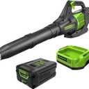 Greenworks 60V 450 CFM Cordless Leaf Blower, 2.0 Ah Battery and Rapid Charger