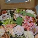 Floweroyal Artificial Flowers Combo Champagne Flowers Mix Silk Flowers Dahlia Roses with Stems for DIY Wedding Bridal Bouquets, Baby Shower, Floral Arrangement, Table Centerpieces, Home Decorations.