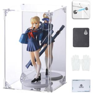 Acrylic Display Case, Mirrored Back and Base, UV Protected, Front Door with Magnetic Buckle, Display Box, Dustproof Showcase for Figures, Collections, Models, Toys (6x6x10 inch, 15x15x25 cm)