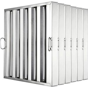 Hood Filters 19.5" x 24.5", Pack of 6, 430 Stainless Steel 5-Groove Baffle Filters for Restaurant Kitchen Commercial Exhaust Hoods