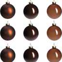 DN DECONATION Brown Glass Christmas Ball Ornaments, Set of 9, 3' Hanging Christmas Baubles for Xmas Tree Decoration, Wedding Party Gift