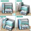 SUPEASY Desk Organizer with File Holder, 5-Tier Mesh Paper Letter Tray with Magazine Holder, Desktop Organizer and Storage for Desk Accessories Office Supplies, Black