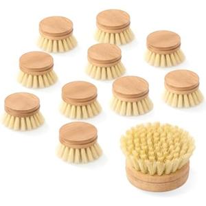 10 Pcs Bamboo Dish Brush Replacement Heads Wooden Washing Up-Brush Heads Bamboo Dish Scrubber Brush Kitchen Wood-Dish Scrubbers Washing Up Brush-Heads for Cleaning Kitchen Utensils
