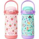 Fimibuke Kids Insulated Water Bottle with Straw Lid & Handle - 14oz BPA FREE 18/8 Stainless Steel Metal Tumbler Leak Proof Double Wall Vacuum Kids Cup Toddler Water Bottle for School Boys Girls