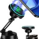 Certified Qi2 Car Phone Mount Charger for MagSafe, 360 Adjustable & Folding Arm, Universal Dashboard Windshield Mirror Screen Magnetic Holder for Tesla Model 3/Y Accessories & iPhone 17/16/15 Pro Max