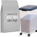 IRIS USA Airtight Dog Food Storage Container, Up to 40 lbs, Attachable Wheels, For Dog Cat Bird and Other Pet Food Storage Bin, Keep Fresh, Translucent Body, Easy Mobility, Navy