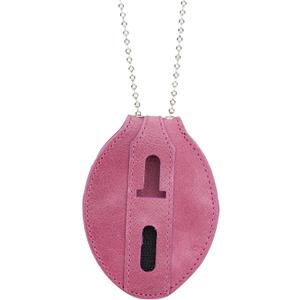 Law Enforcement Dusty Rose Pink Full Grain Leather Oval Badge Holder Belt Clip - Optional to Use Around The Neck
