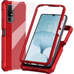 Ailiber for Jitterbug Smart 4 Phone Case, TCL 505 Case with Screen Protector, Dual Layer Protection, Shockproof Corner TPU Bumper, Slim Silicone Rugged Cover - Red
