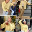 Wyeysyt Womens Cardigan Sweater Button Down Long Sleeve Chunky Soft Knit Sweater Fall Open Front Loose Casual Cardigan Coat (Yellow, S)