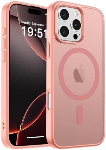 zapica Magnetic for iPhone 16 Pro Case, [Compatible with MagSafe] [Military Grade Drop Protection] Translucent Matte Shockproof Anti-Scratch Phone Case, Light Pink