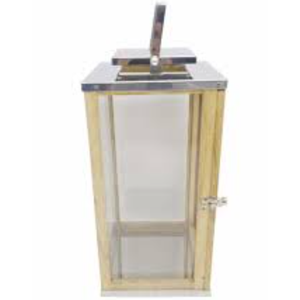 Wooden Lantern Brown with Metal Handle,Hurricane Lantern, Farmhouse Lantern for Party, Deck, 14'