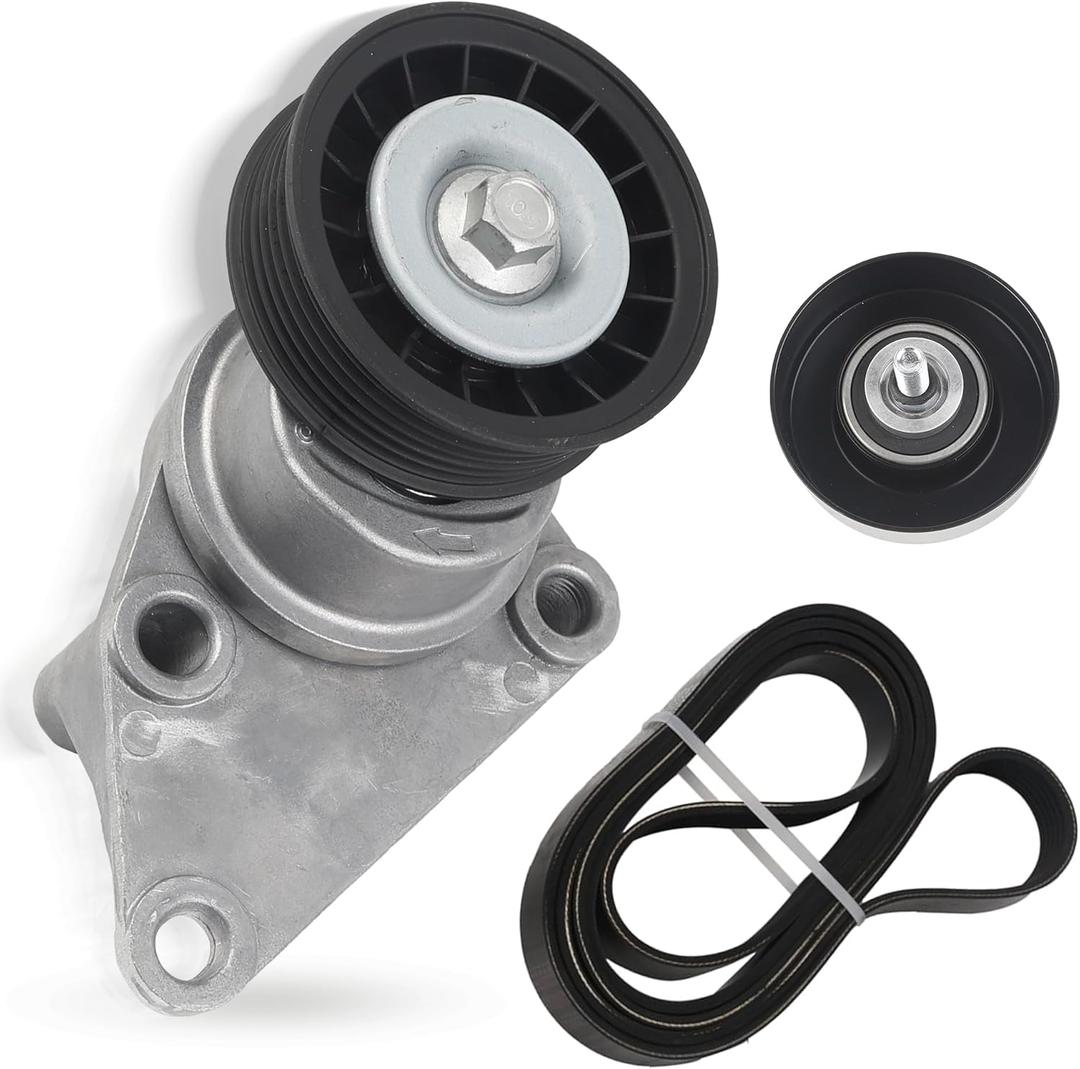 Dasbecan 90K-38158C Serpentine Belt Drive Tensioner Pulley Component Kit Compatible with Chevy Silverado Avalanche Suburban Express Tahoe GMC Savana Sierra Yukon Cadillac Escalade 2003-2007