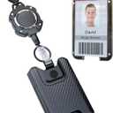 LIUGX Retractable Badge Holders, Heavy Duty Carabiner Keychain, Durable ID Card Holder (Holds 6 Cards), with 31.5 Badge Reel Key Chain, 10,000+ Rebound,Silver-Black