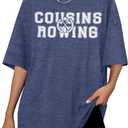 Oversize Summer Shirt for Women Cousins Rowing T Shirt Team Belly Tee Graphic Casual Short Sleeve Blue (Blue, M)