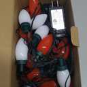 C9 Christmas String Lights - 50 LED 39Ft Outdoor Smooth Bulb Lights with Timing Function, Extendable, 8 Modes Fairy Lighting for Yard House Xmas Garland Christmas Tree Decorations - Red White