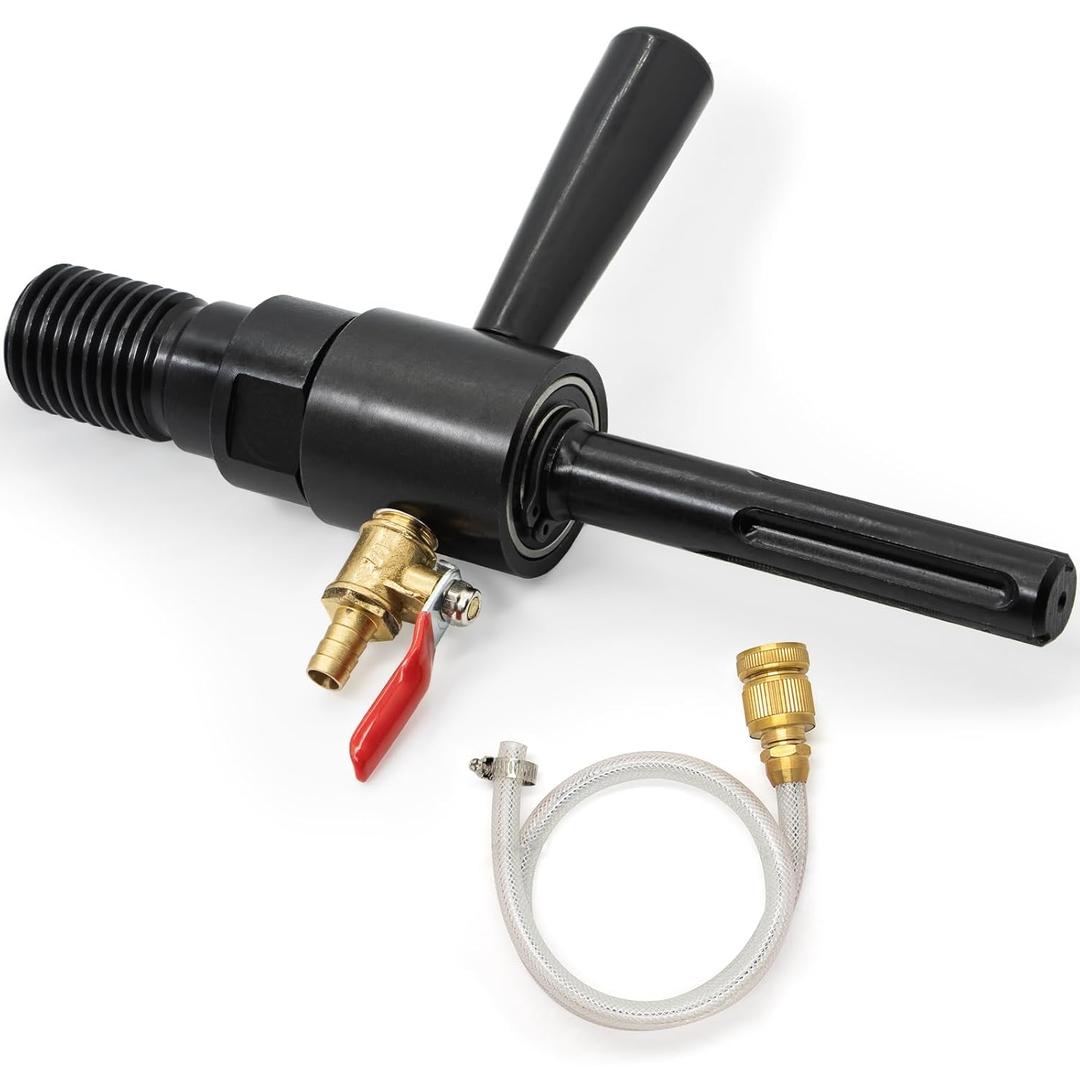 1 1/4"-7 Male to SDS Max Drill Adapter - Water Injection Capable, Includes Solid Brass Hose Quick Connector - Compatible With Core Bits for Concrete Drilling