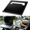 Essential Steering Wheel Tray - Car Table for Meal, Multipurpose Steering Wheel Table for Travelers, Table and Laptop Holder, Laptop Tray for Work (Regular (15x14), Matte Black)