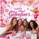 Happy Galentine's Day Backdrop 8x6FT Hot Pink Galentines Day Party Decorations Background Galentine Girls Party Supplies Photo Props