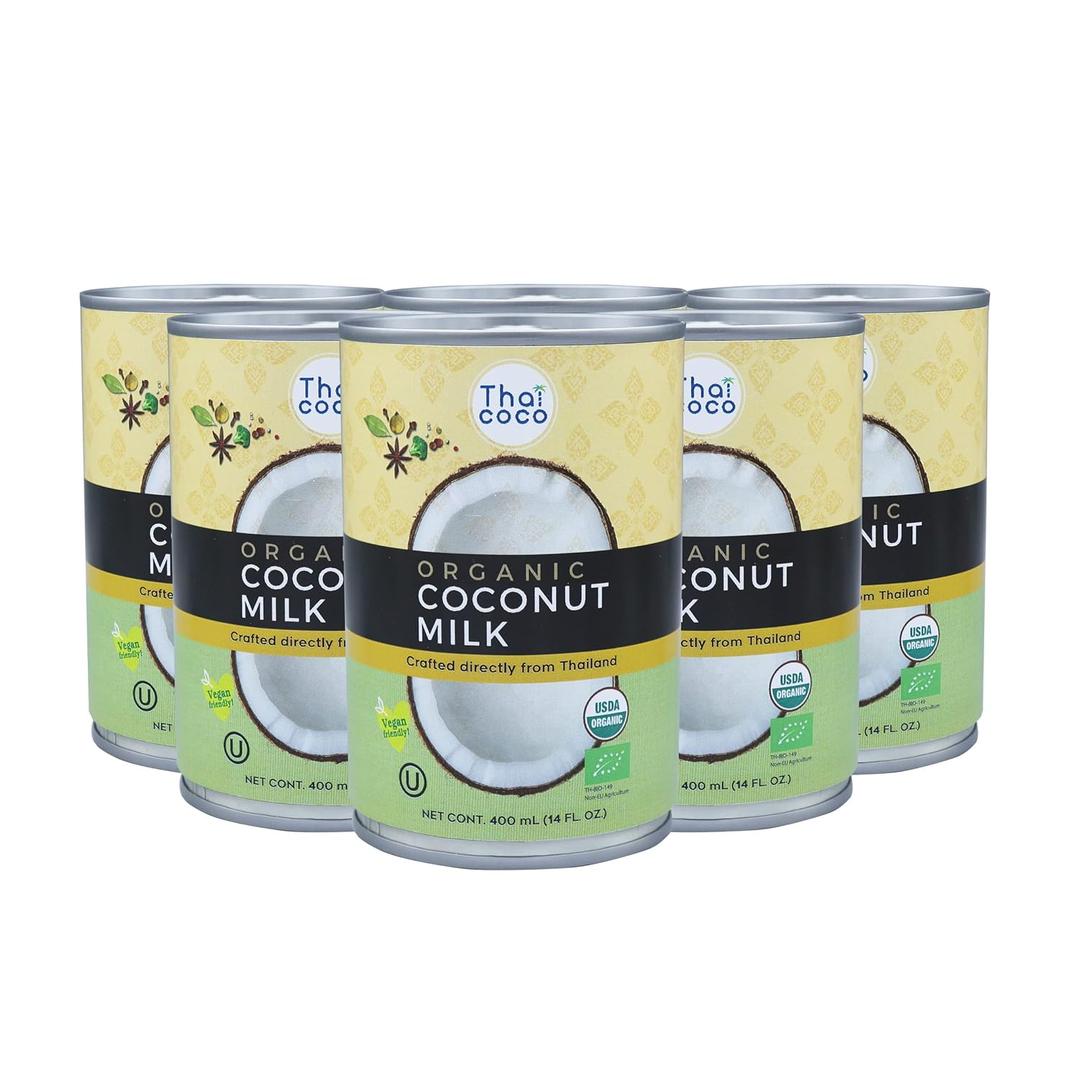 Thai Coco - Organic Coconut Milk Full Fat Unsweetened - 14 fl. oz. 6 Pk