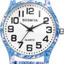 Avaner Women's Stretch Band Watches: Ladies Boho Printed Elastic Strap Easy Reader Analog Quartz Bangle Wrist Watch