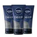 Nivea Men Deep Clean Face Wash and Scrub With Natural Charcoal, Exfoliating Face Wash for Men Removes Excess Oil, Dirt and Impurities, Beard Friendly, 2.5 Fl Oz Tube, Pack of 3