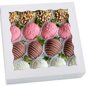 20 Pack Pie Boxes 10x10x2.5 Inch White Bakery Boxes with Window Cookie Box Chocolate Covered Strawberries Box for Christmas Valentine's Mother's Day