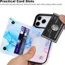 HAOPINSH Wallet Case with Card Holder for iPhone 17 Pro, Pink Blue Marble Pattern Back Flip Folio PU Leather Kickstand Card Slots Case, Double Magnetic Clasp Shockproof Cover 6.3"