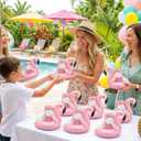 24 Set Flamingo Teacher Appreciation Gifts Bulk End of Year Thank You Gift Set for Women Flamingo Inflatable Drink Holders with Appreciation Tags, Ribbon, and Trim Summer Party Favors