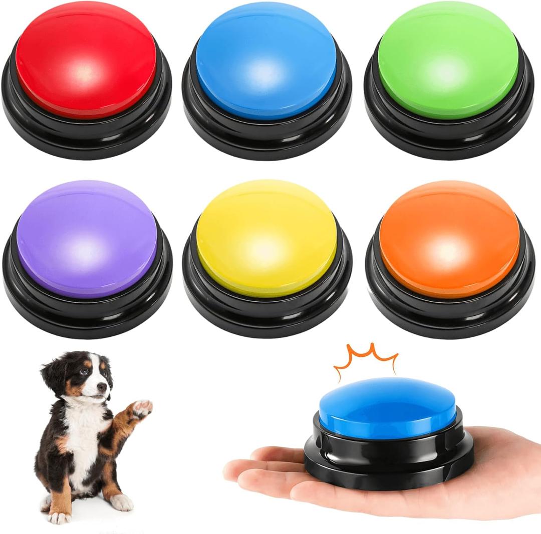 Youeon 6 Pack Voice Recording Button, 6 Colors Dog Buttons for Communication Pet Training Buzzer, 30 Seconds Record & Playback, Funny Record Buttons for Pet, Classroom, Office, Home