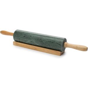 Fox Run Marble Rolling Pin and Base, Green 2.5 x 18 x 3 inches