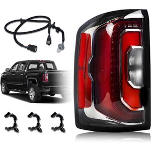 LED Tail Lights Compatible with 2016 2017 2018 GMC Sierra 1500 SLT/Denali Taillight Assembly Rear Taillights with Bulbs and Harness GM2800295 84233587 84365930 Left Driver Side