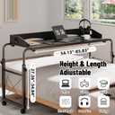 Overbed Table with Wheels, Overbed Desk with Adjustable Length and Height, Rolling Over Bed Desk, Queen Over The Bed Table on Wheels, Heavy Duty Laptop Table for Hospital and Home, 1.2M