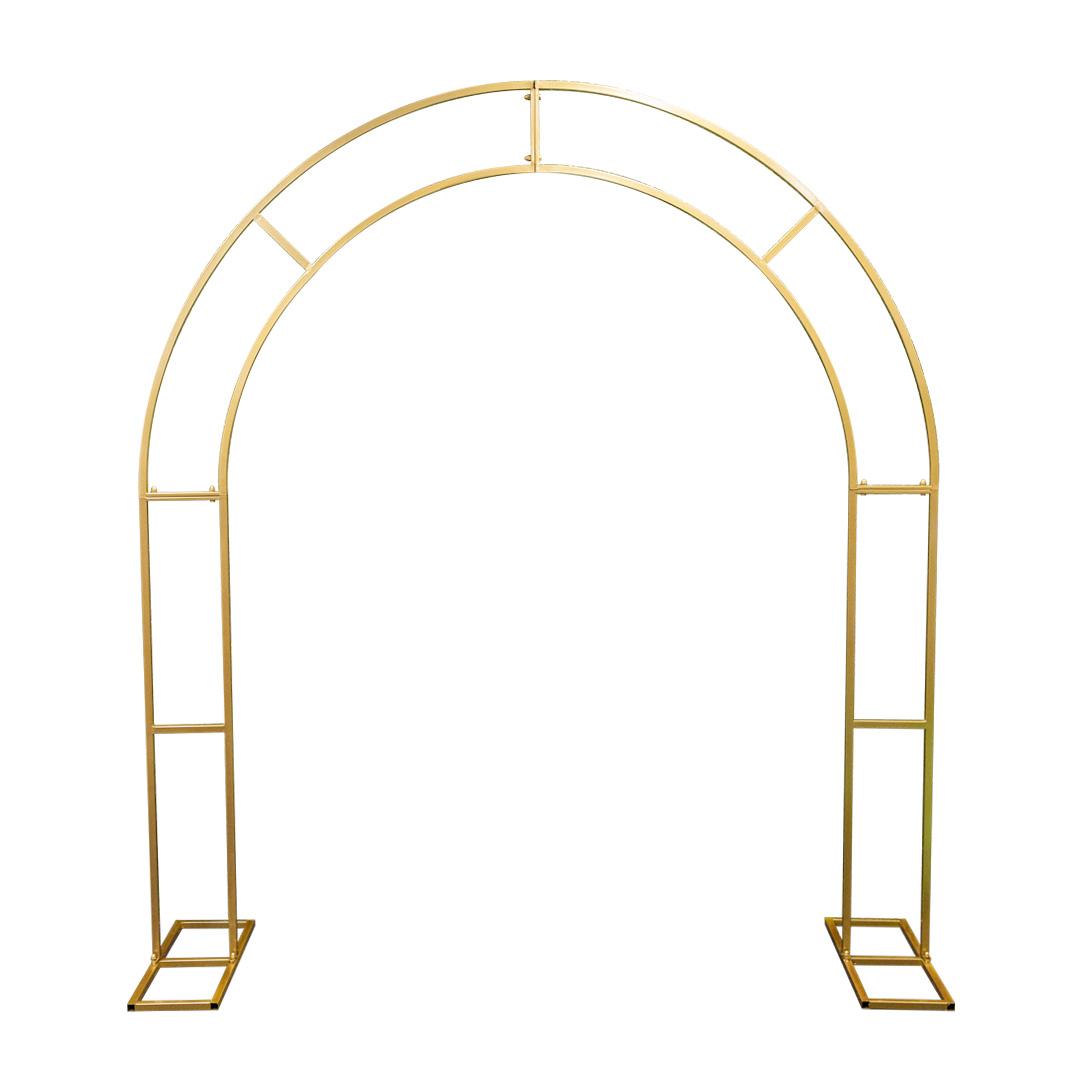Metal Round Arch  16 x 10 ( Gold )  Round Backdrop Stand, Iron  Wedding Arch, Balloon Flower Stand for Wedding, Birthday Party, Garden Decoration