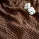 100% Turkish Cotton Waffle Blanket Queen - Cozy, Airy, Lightweight Summer Throw Blankets - Made in Turkiye, (Dark Brown Blanket, Queen Size 90" x 90")