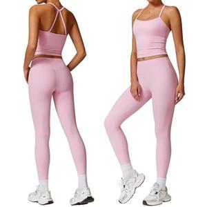 GXGPML Women Workout Sets (2025 NEW), 2 Piece Yoga Outfit Open Back Tank Top High Waisted Leggings Gym Sets Tracksuits For Women