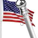 HOOPLE Flag Pole, 6 Foot Tangle Free Spinning Flag Pole for Outside House, Aluminum Rotating Flagpoles, High Wind Resistant Rustproof, Residential or Commerical Flagpole for Garden Boat Truck