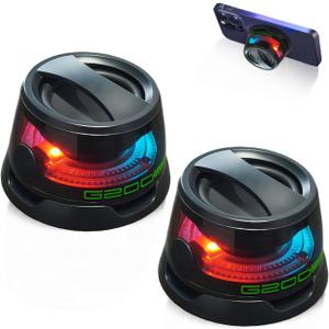 G200 Magnetic Bluetooth Speaker, Wireless Portable Mini Speaker with RGB Light, Strong Magnetic Base & Phone Stand, 2-Inch Mini Stereo Sound for Home, Outdoor, Travel, Party, Two-Pack in Black